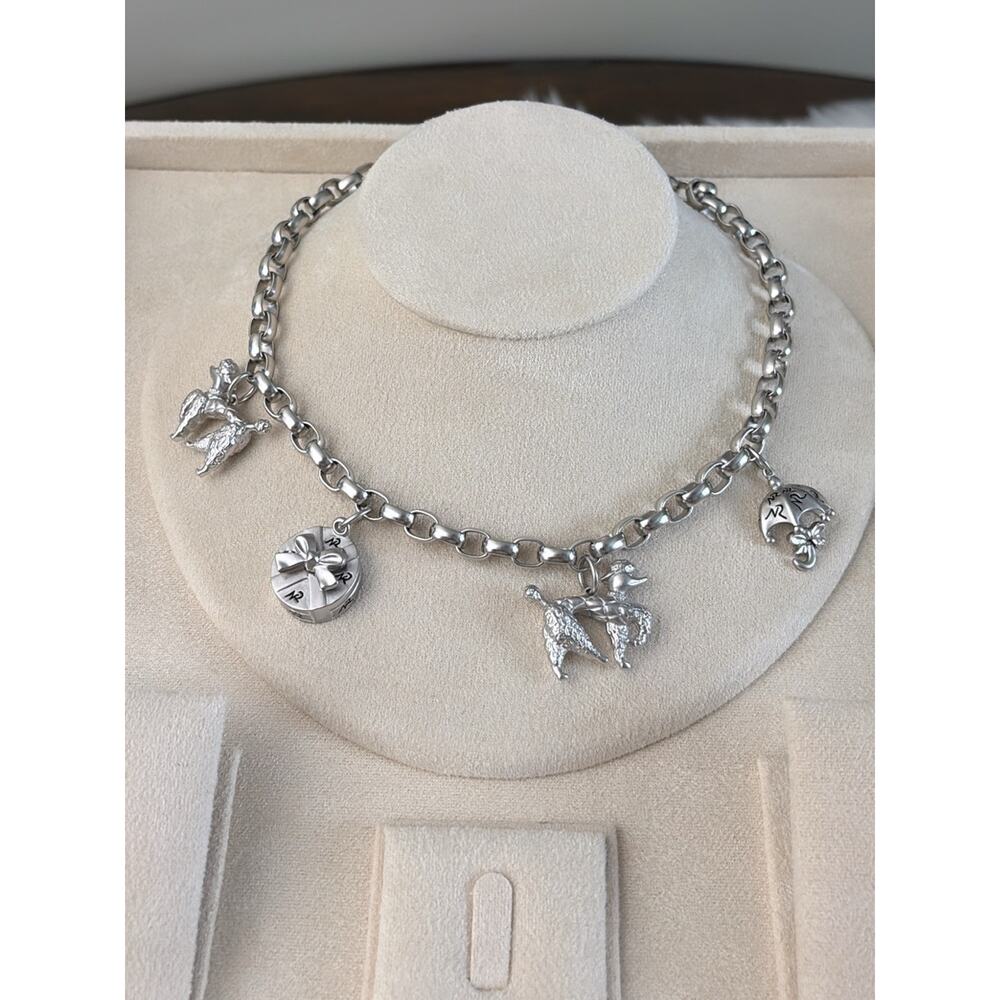 Nina Ricci Silver Charm Link Necklace